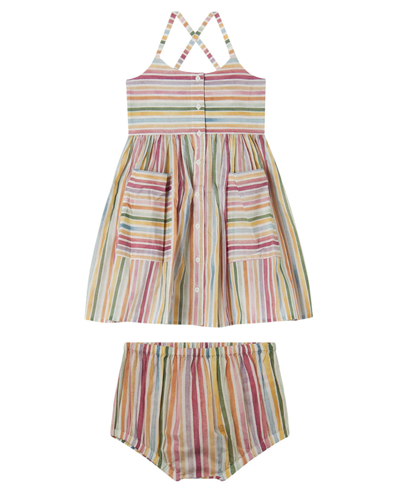 Baby Girls Multi/Print Pastel Stripes Dress