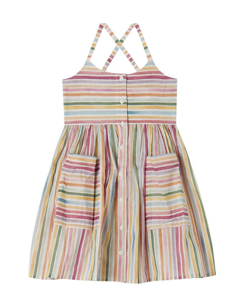 Girls Multi/Print Pastel Stripes Dress