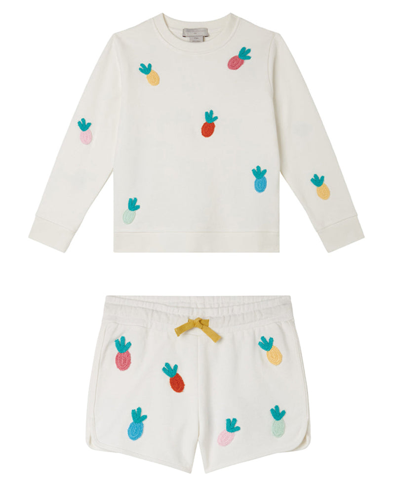 Girls White Pineapple Outfit Set