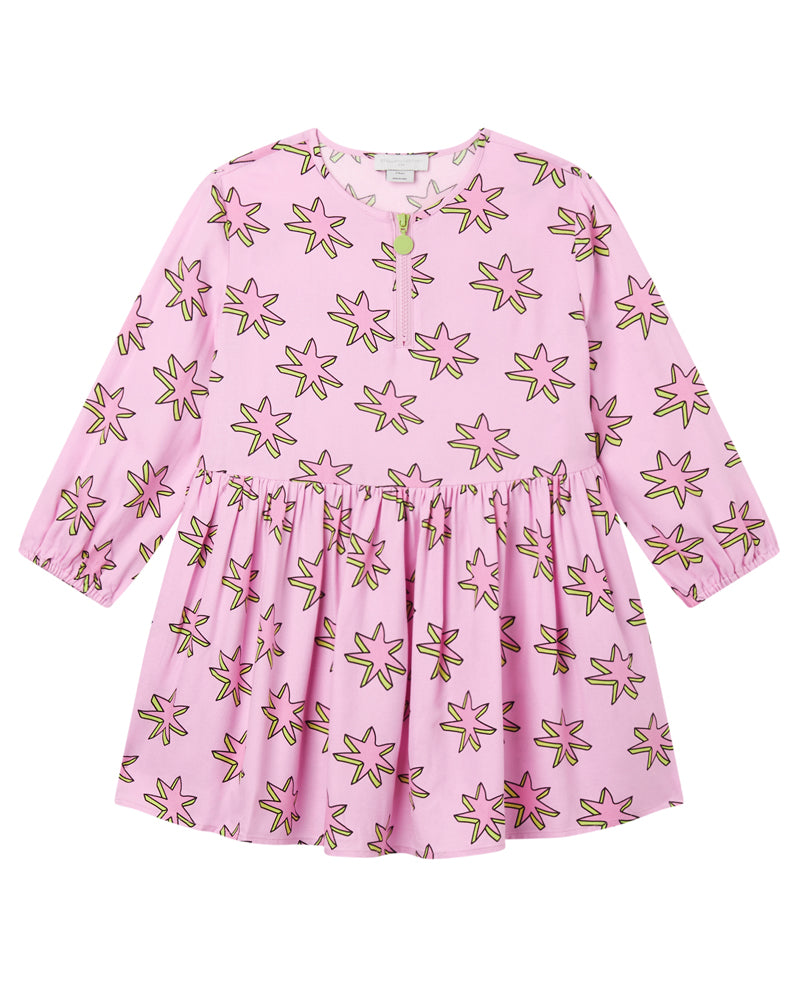 Girls Pink Scribble Stars Dress