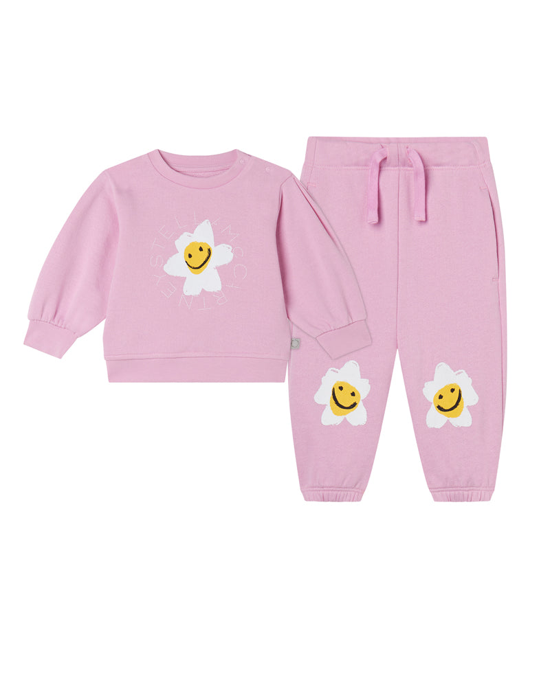 Baby Girls Pink Cotton Daisy Tracksuit