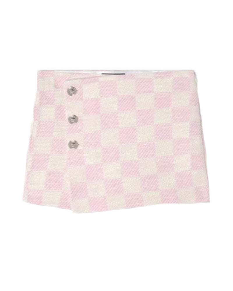 Girls Pink Damier Tweed Shorts