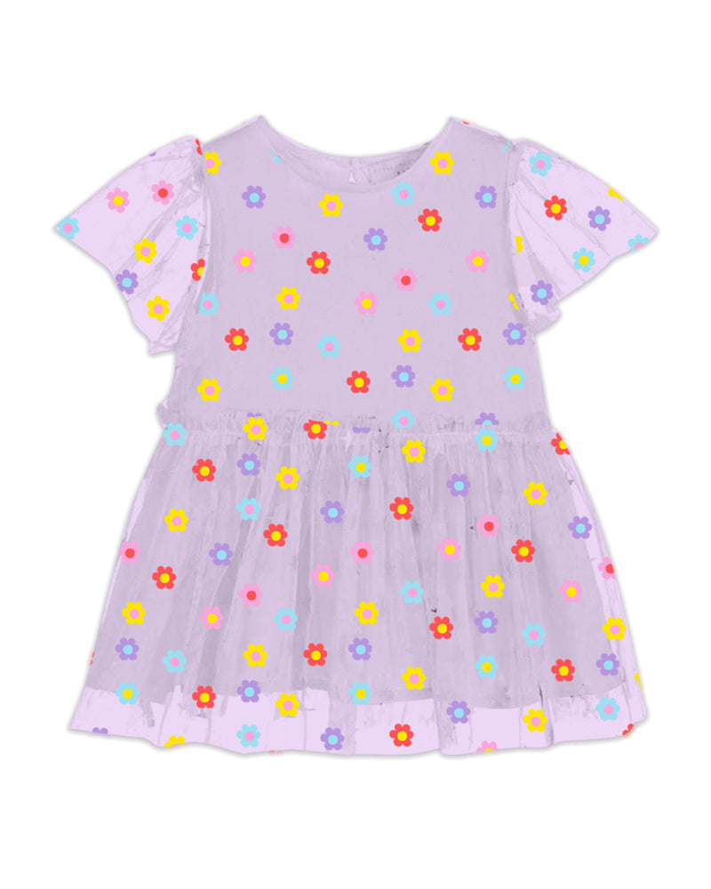 Baby Girls Purple Embroidered Floral Tulle Dress