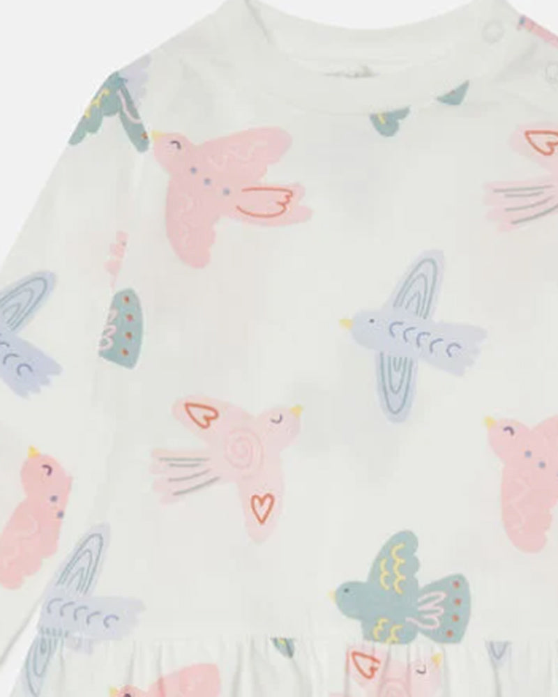 Baby Girls White Dove Print Dress