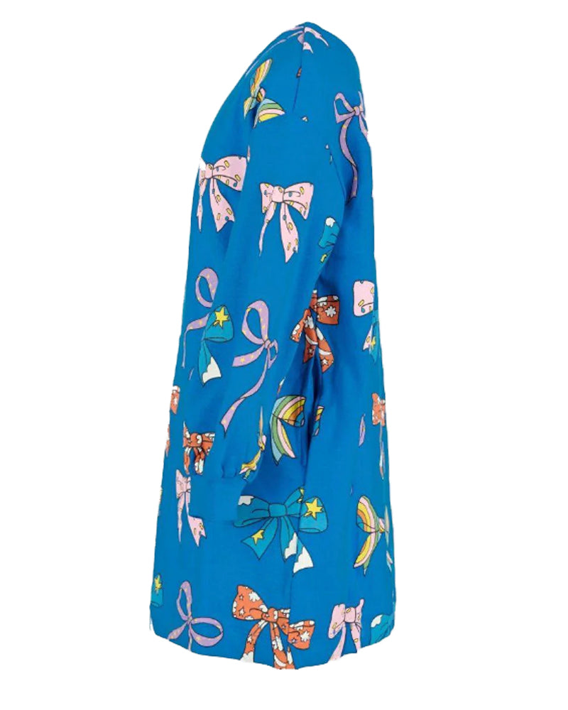 Girls Blue Bow Sweater Dress