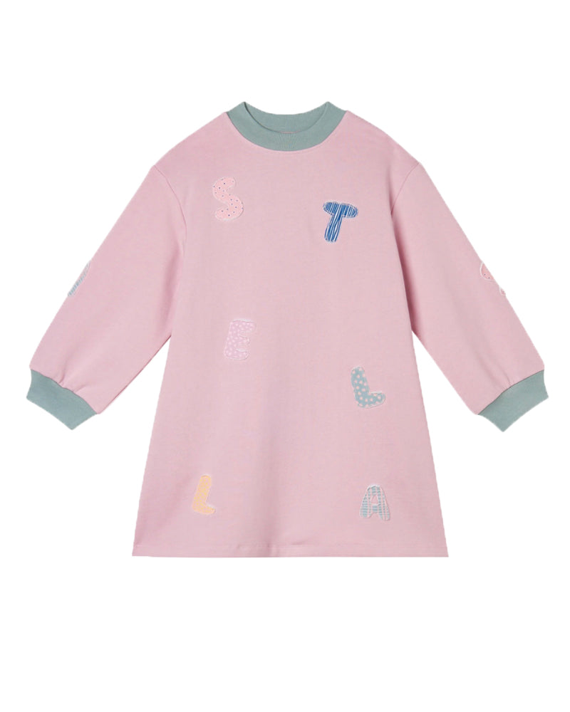 Girls Pink Patches Sweater Dress