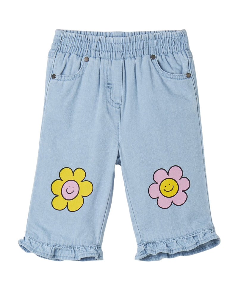 Baby Girls Blue Floral Denim