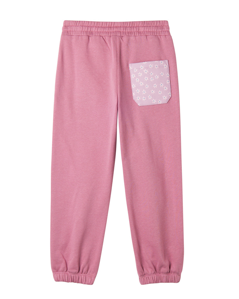 Girls Pink Flower Track Pants