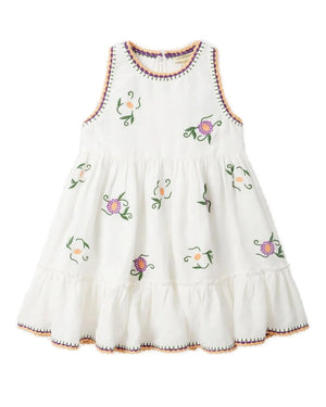 
  
    Stella
  
    Mccartney
  
    Kids
  
 Girls White Linen Flower Embroidery Dress
