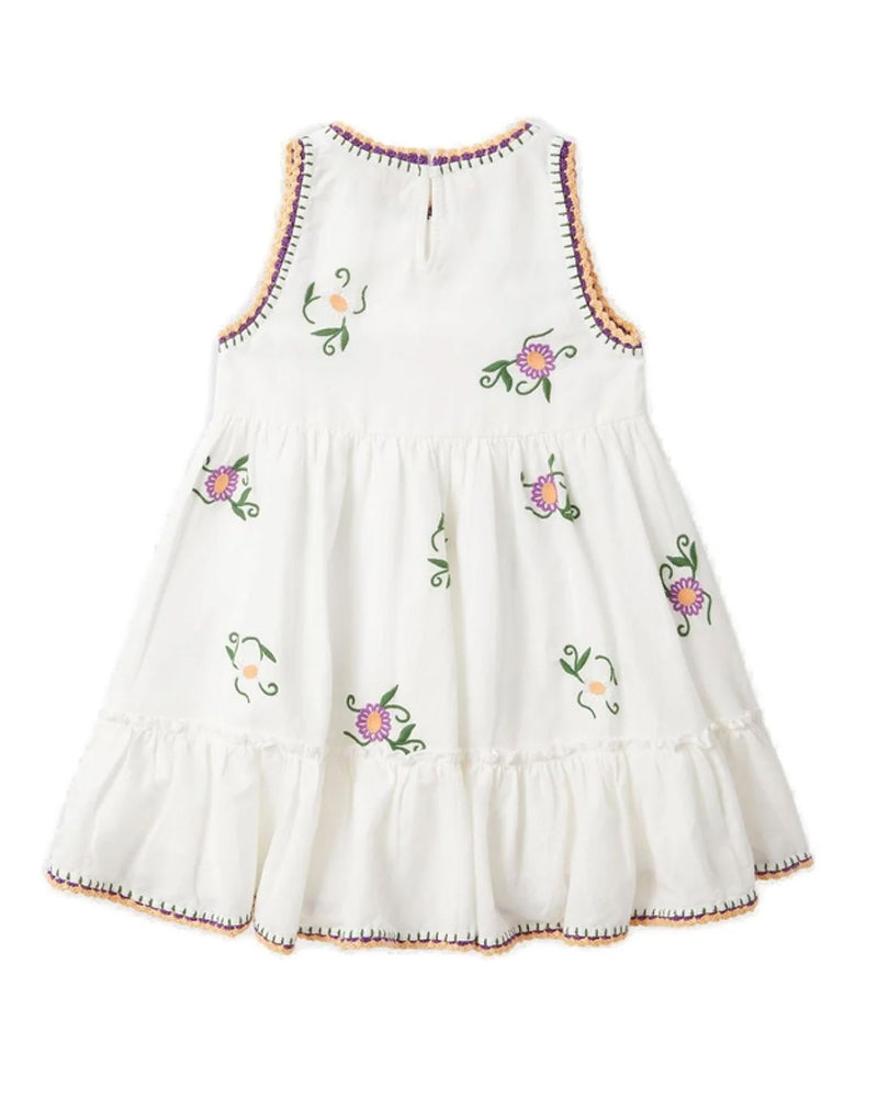 
  
    Stella
  
    Mccartney
  
    Kids
  
 Girls White Linen Flower Embroidery Dress