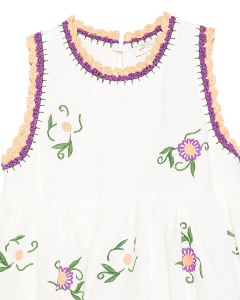 
  
    Stella
  
    Mccartney
  
    Kids
  
 Girls White Linen Flower Embroidery Dress
