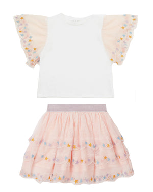
  
    Stella
  
    Mccartney
  
    Kids
  
 Girls Scallop Trim Stars T & Skirt Set