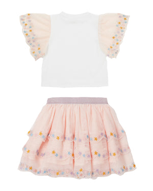 
  
    Stella
  
    Mccartney
  
    Kids
  
 Girls Scallop Trim Stars T & Skirt Set