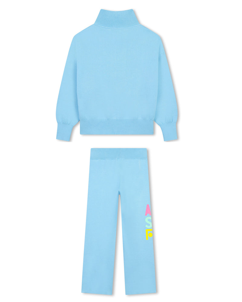 Girls Blue Zip Up Knit Tracksuit