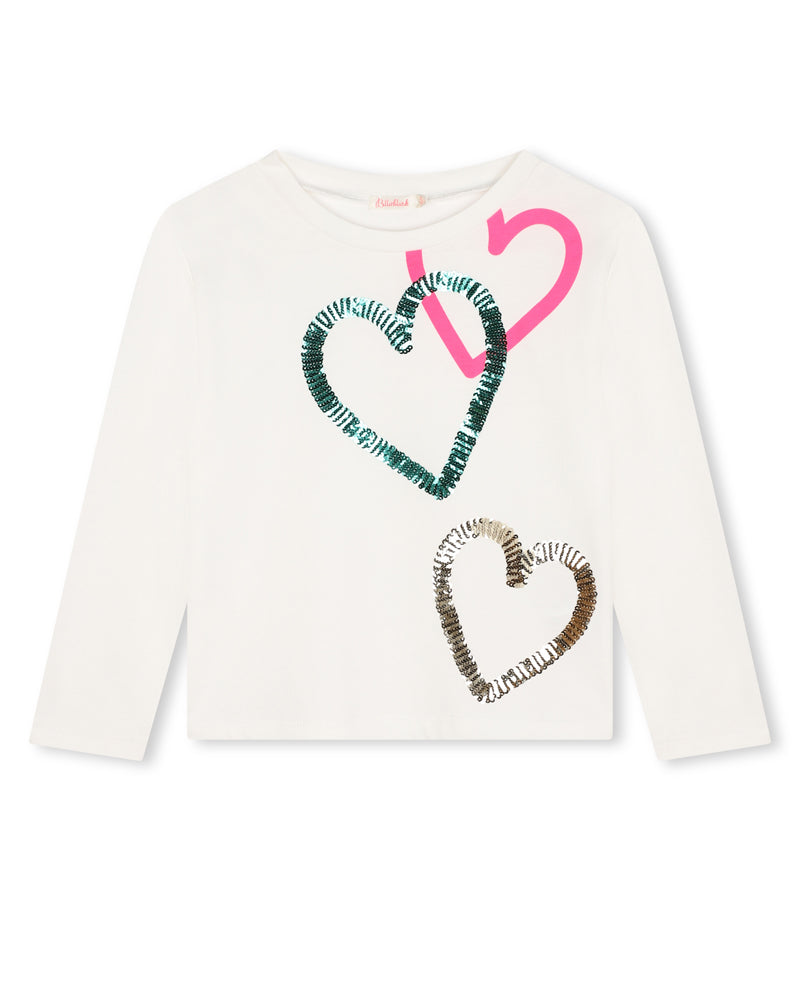 Girls White Heart Top