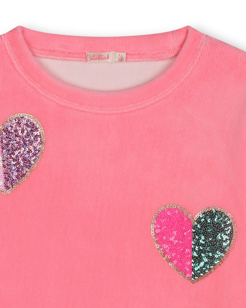 Girls Pink Hearts Velvet Dress