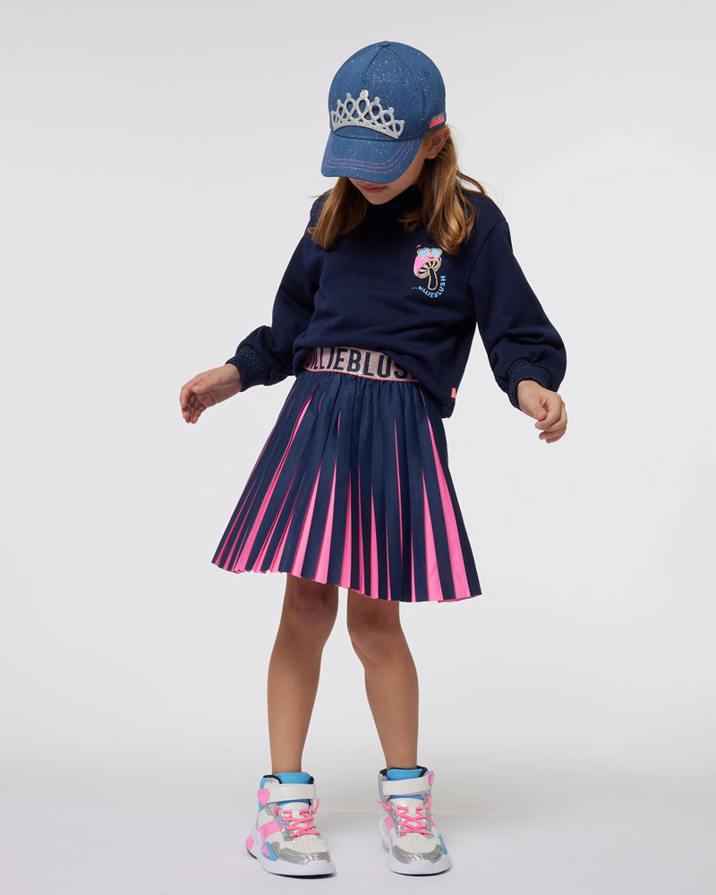 Girls Navy Pleated Skirt