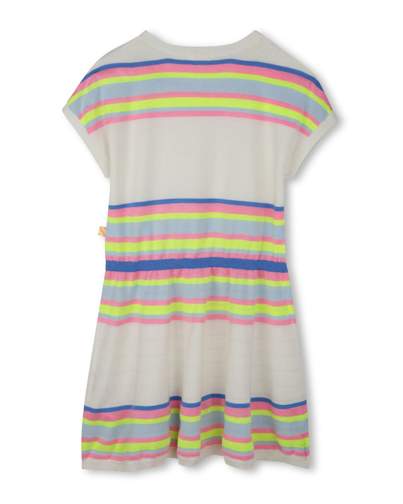 Girls Ivory Knit Striped Dress