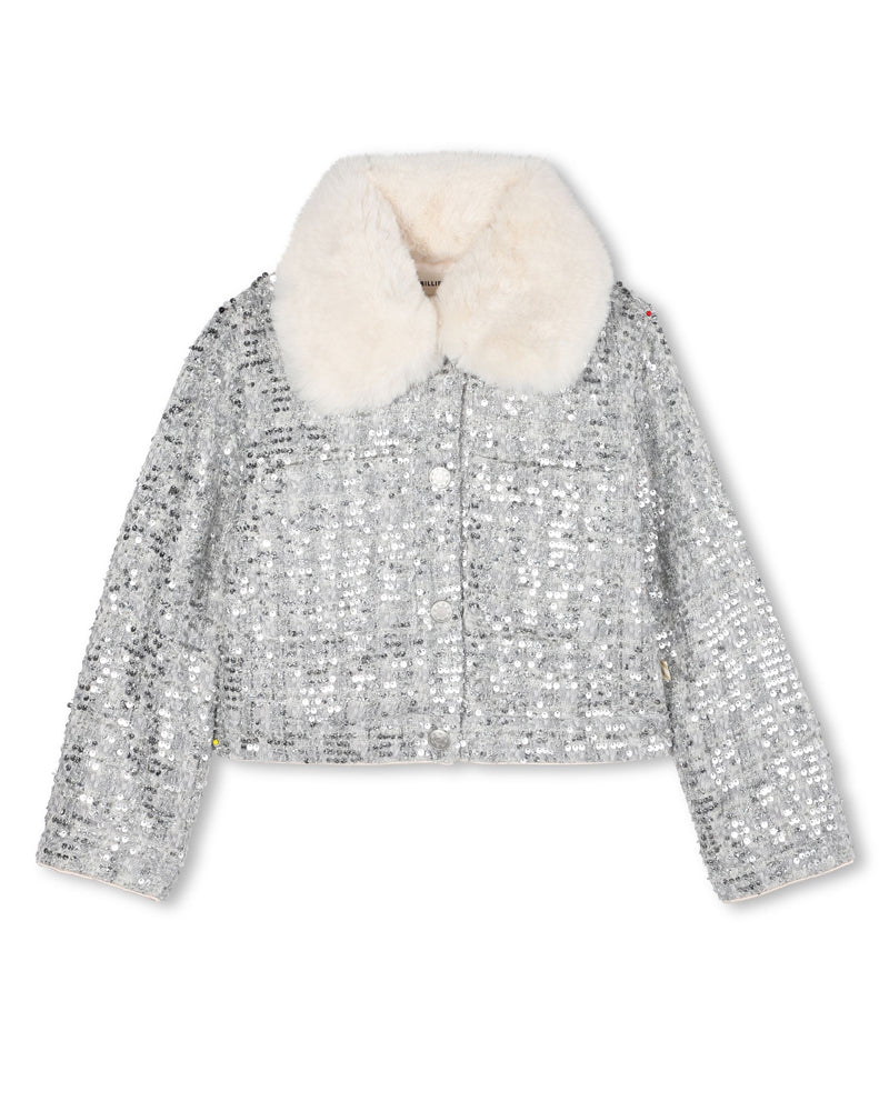 Girls Silver Tweed Jacket