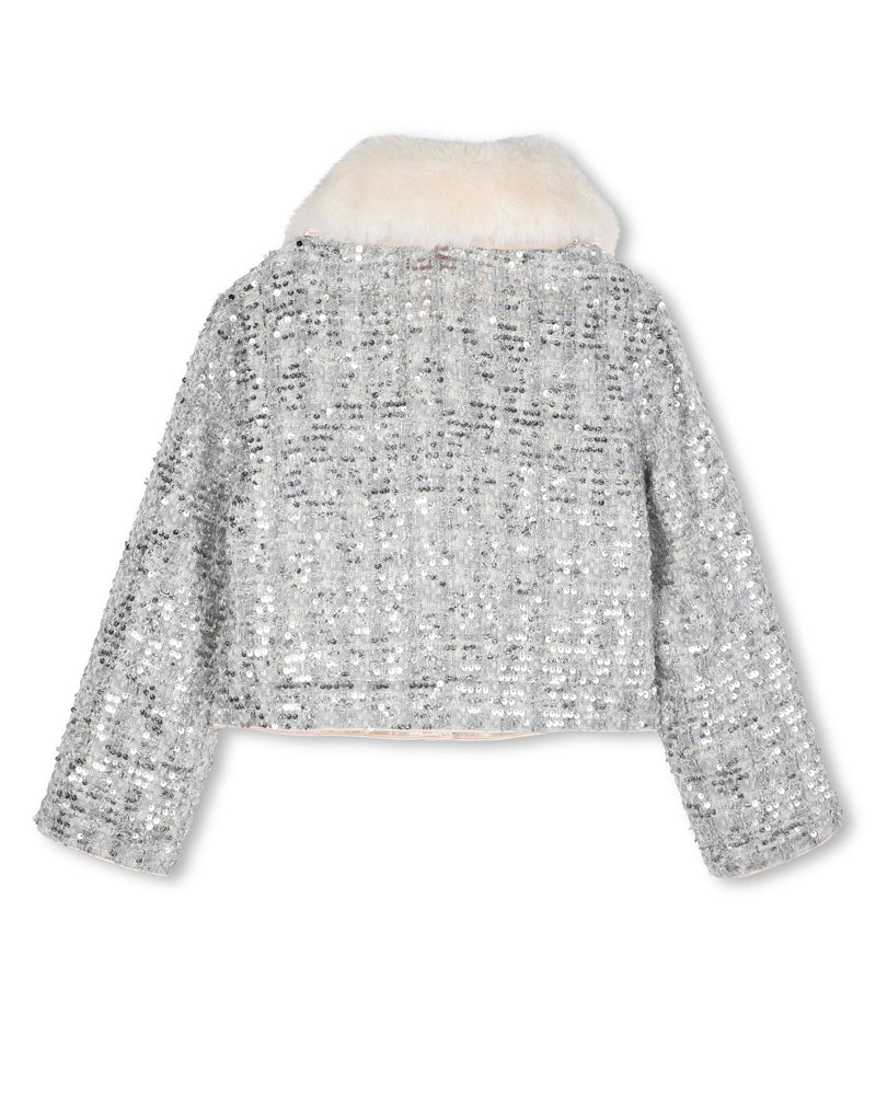 Girls Silver Tweed Jacket