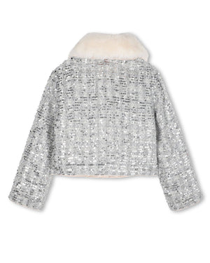 
  
    Billieblush
  
 Girls Silver Tweed Jacket