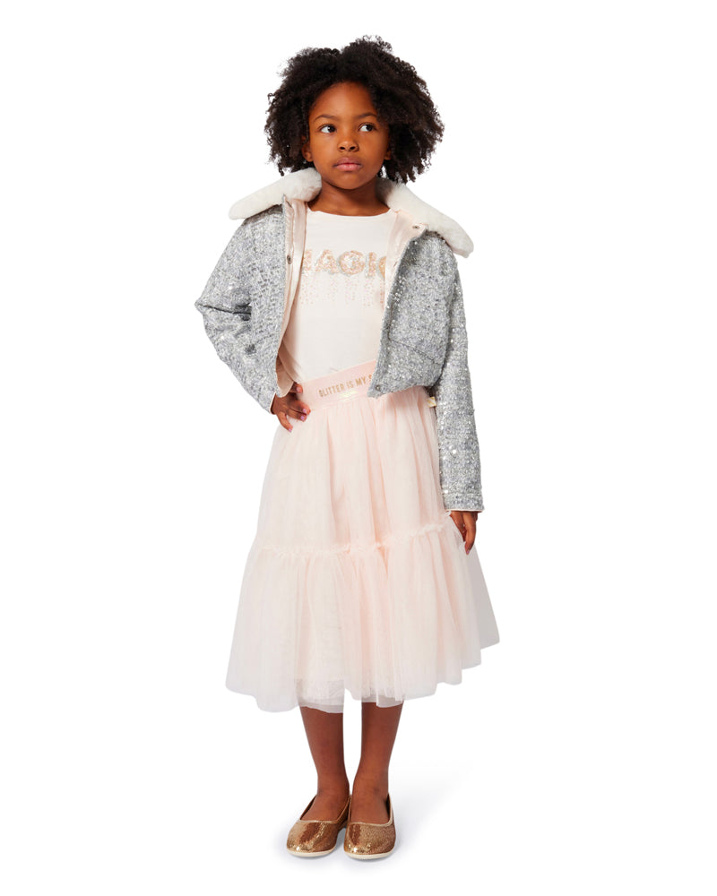 Girls Silver Tweed Jacket