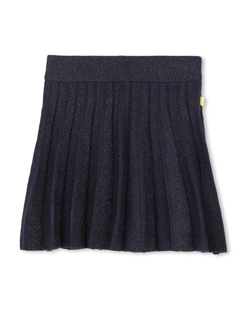Girls Navy Knit Pleated Skirt