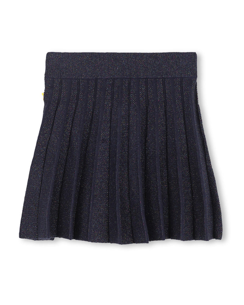 Girls Navy Knit Pleated Skirt