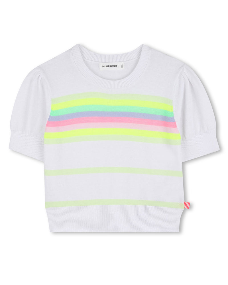 
  
    Billieblush
  
 Girls White Knit Striped Top