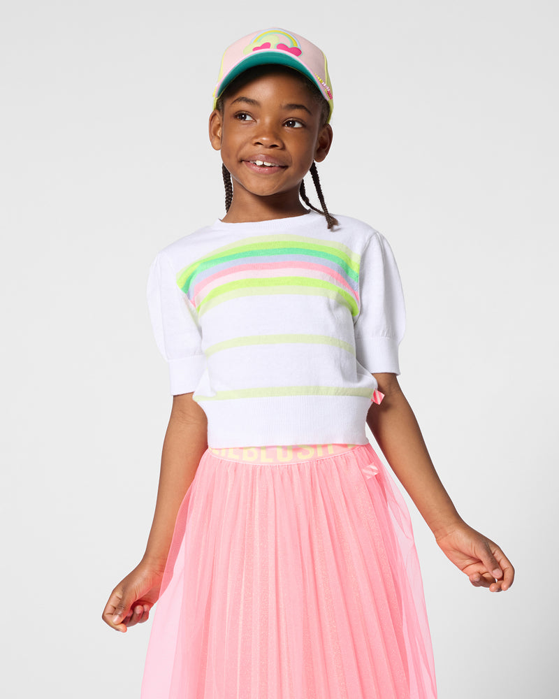 
  
    Billieblush
  
 Girls White Knit Striped Top