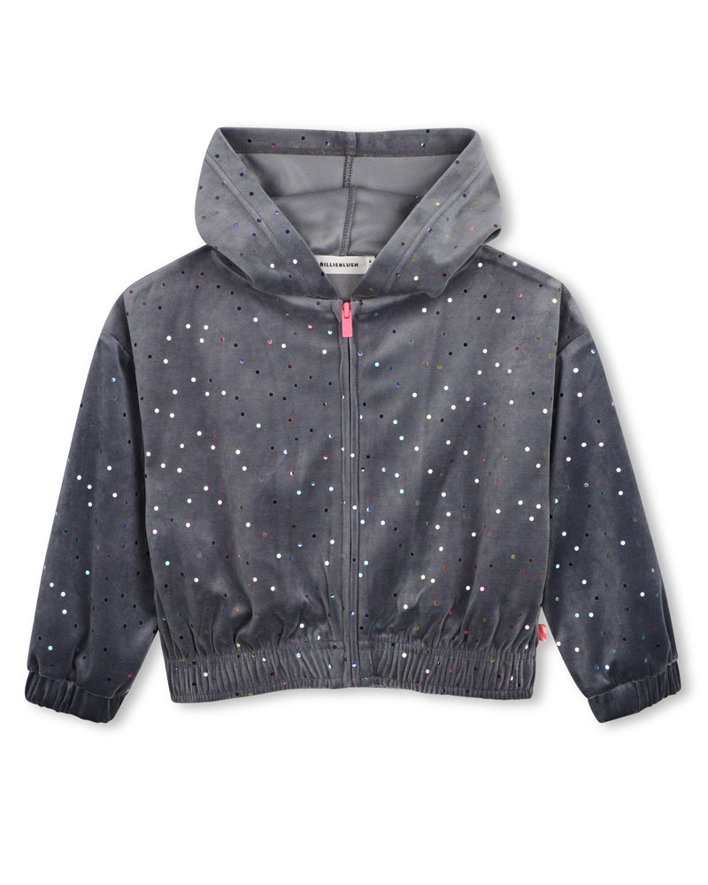 
  
    Billieblush
  
 Girls Grey Sequin Velvet Sweater
