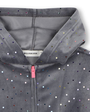 
  
    Billieblush
  
 Girls Grey Sequin Velvet Sweater