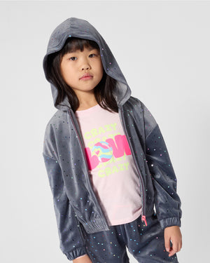
  
    Billieblush
  
 Girls Grey Sequin Velvet Sweater