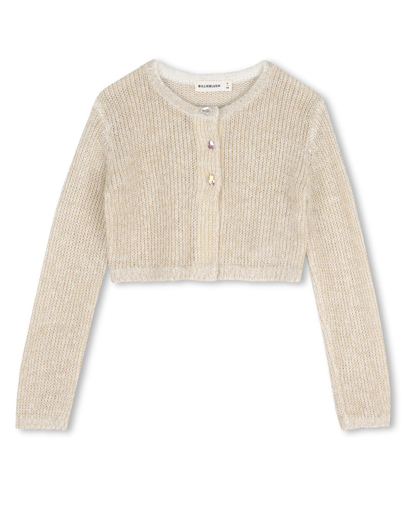 
  
    Billieblush
  
 Girls Gold Sequin Knit Cardigan