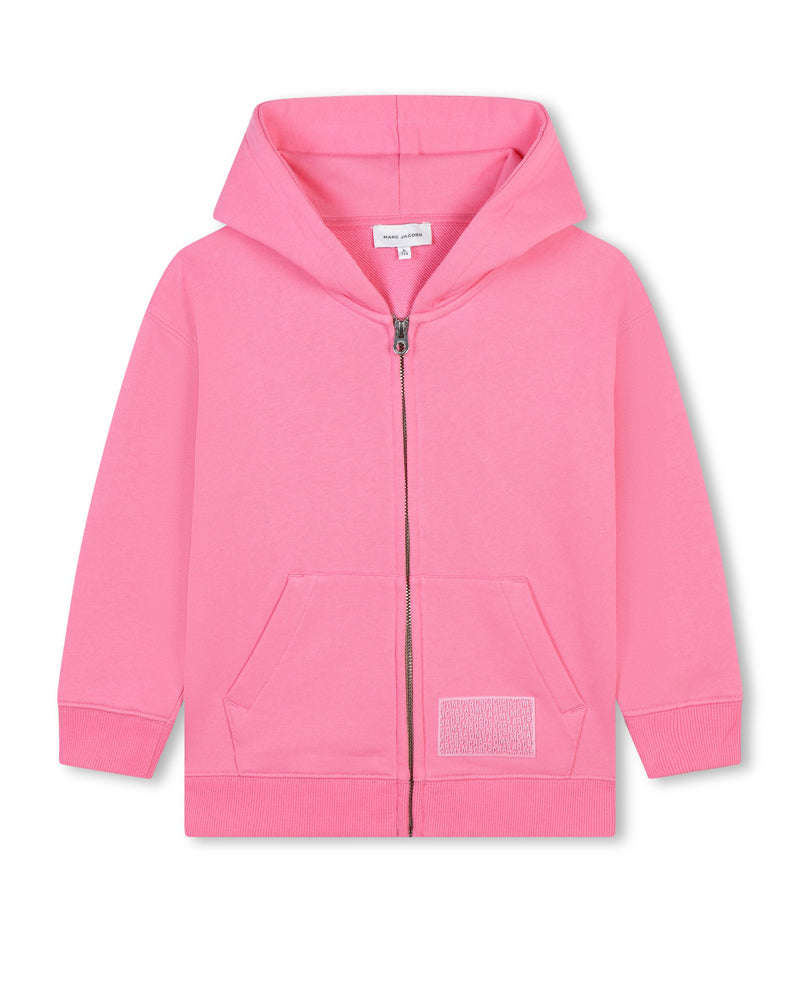 Girls Fuchsia Zip Cotton Hoodie