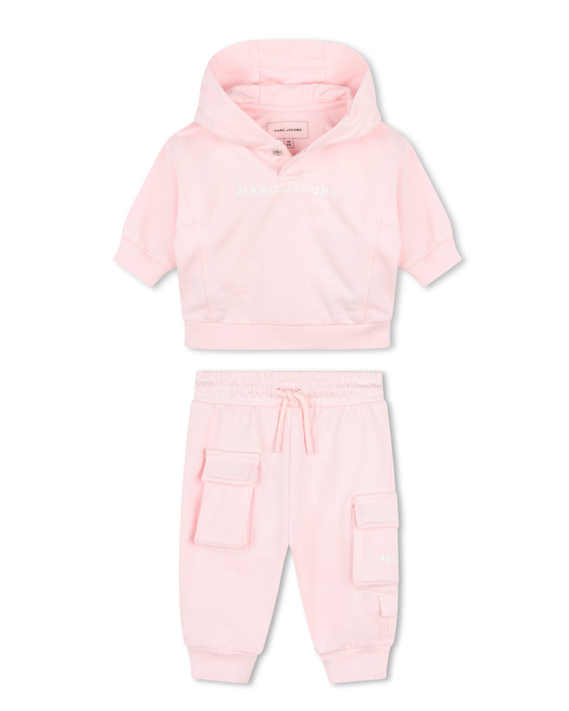 Baby Girls Pink Hooded Tracksuit Set