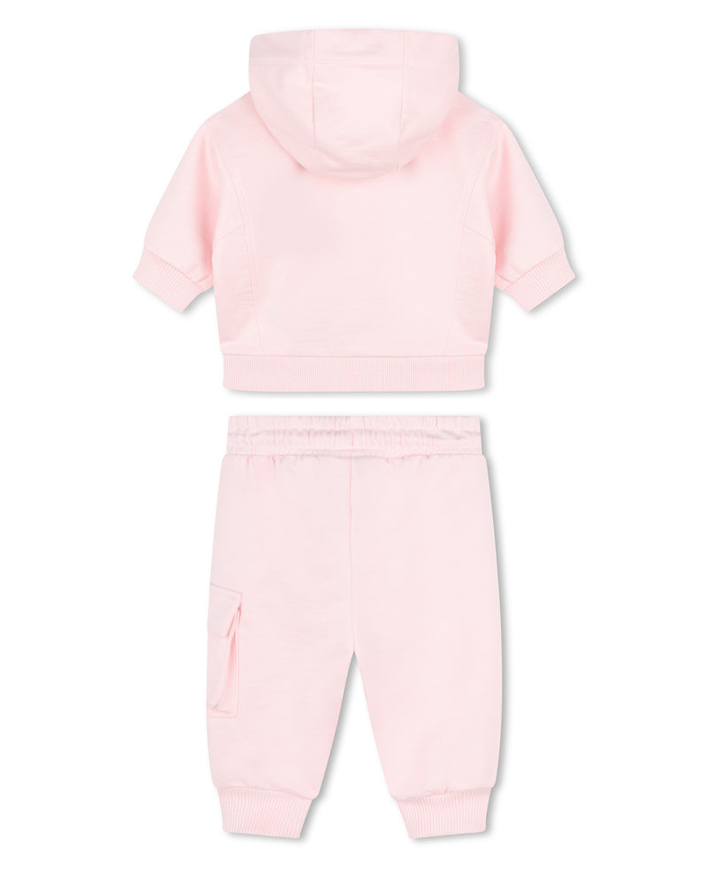 Baby Girls Pink Hooded Tracksuit Set