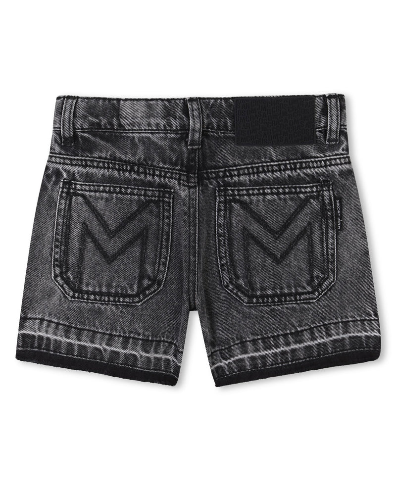 Girls Black Denim Diamanté Shorts