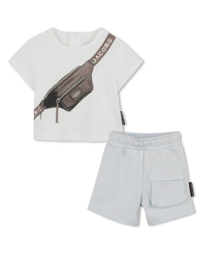 
  
    Marc
  
    Jacobs
  
 Baby Boys White Belt Bag T & Short Set