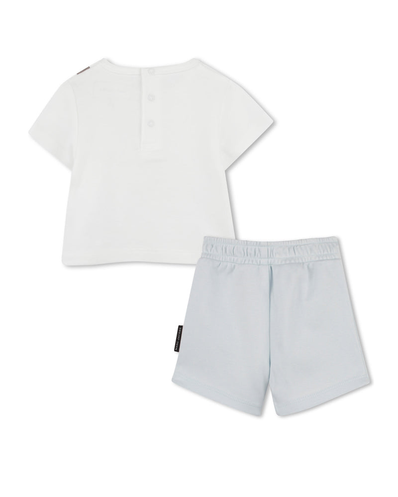 Baby Boys White Belt Bag T &amp; Short Set