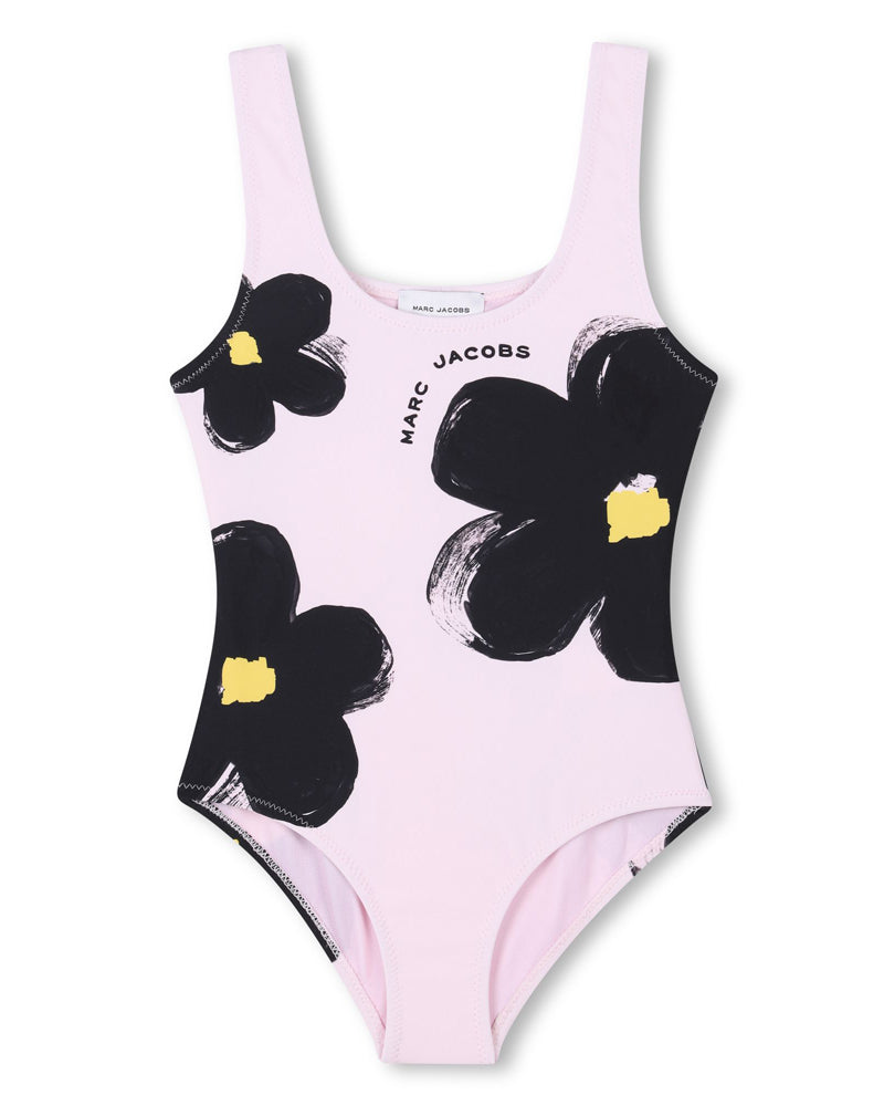 Girls Pink Daisy Print Swimsuit