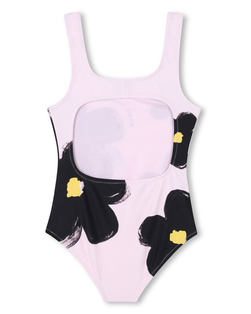 Girls Pink Daisy Print Swimsuit