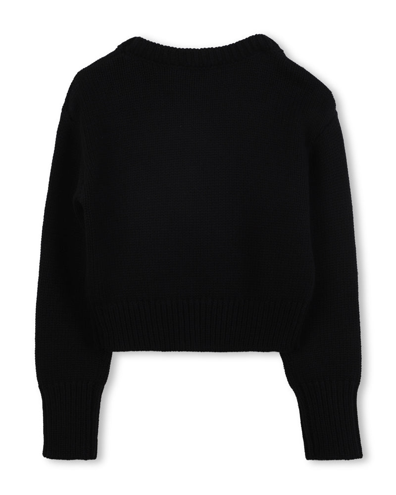 Girls Black Rhinestones Bow Sweater