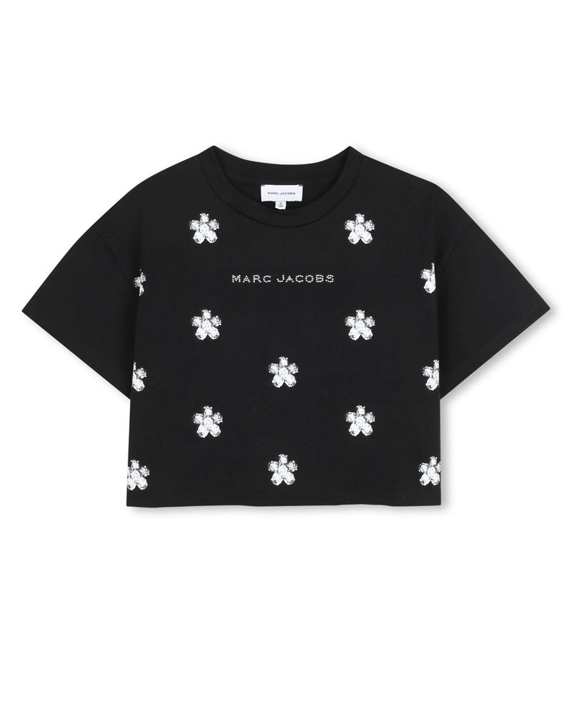 Girls Black Daisy T-Shirt
