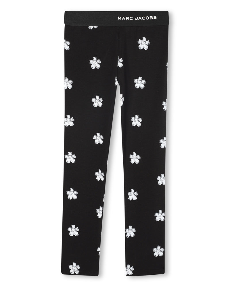 Girls Black Daisy Leggings
