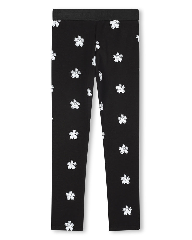 Girls Black Daisy Leggings