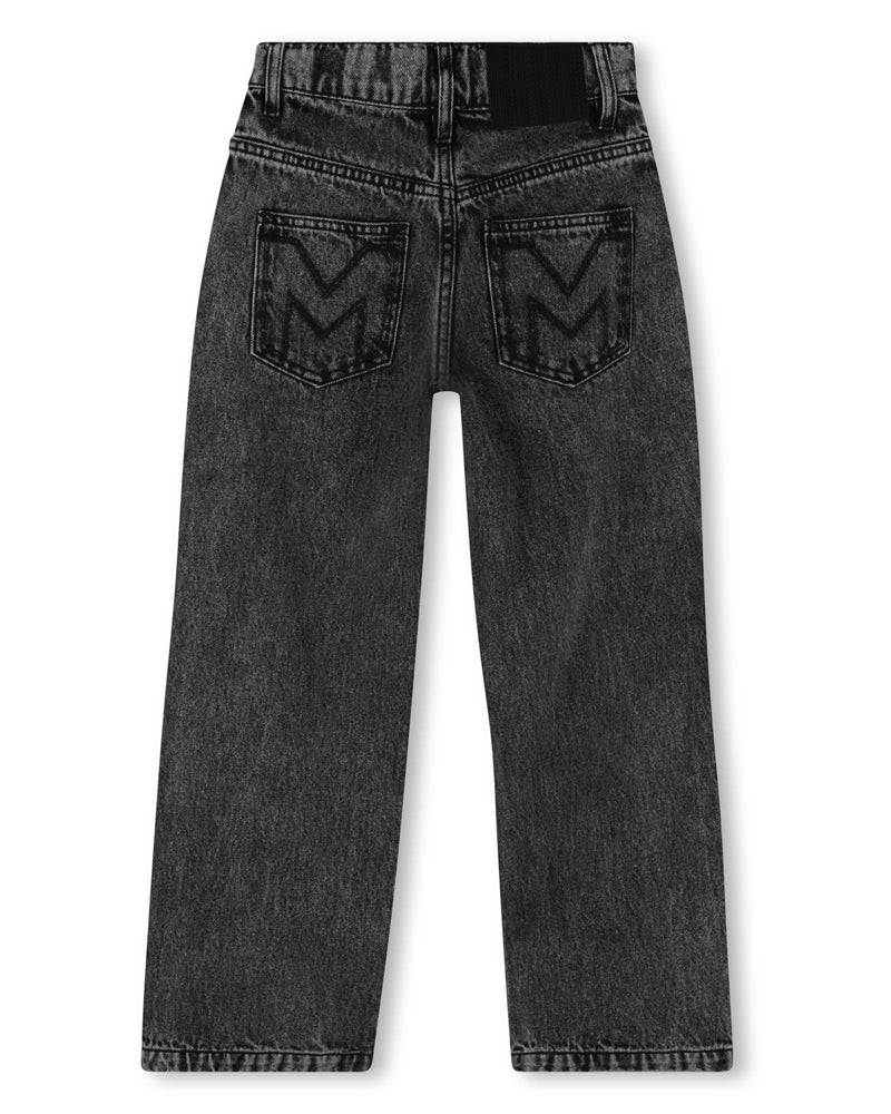 Girls Black Rhinestone Denim