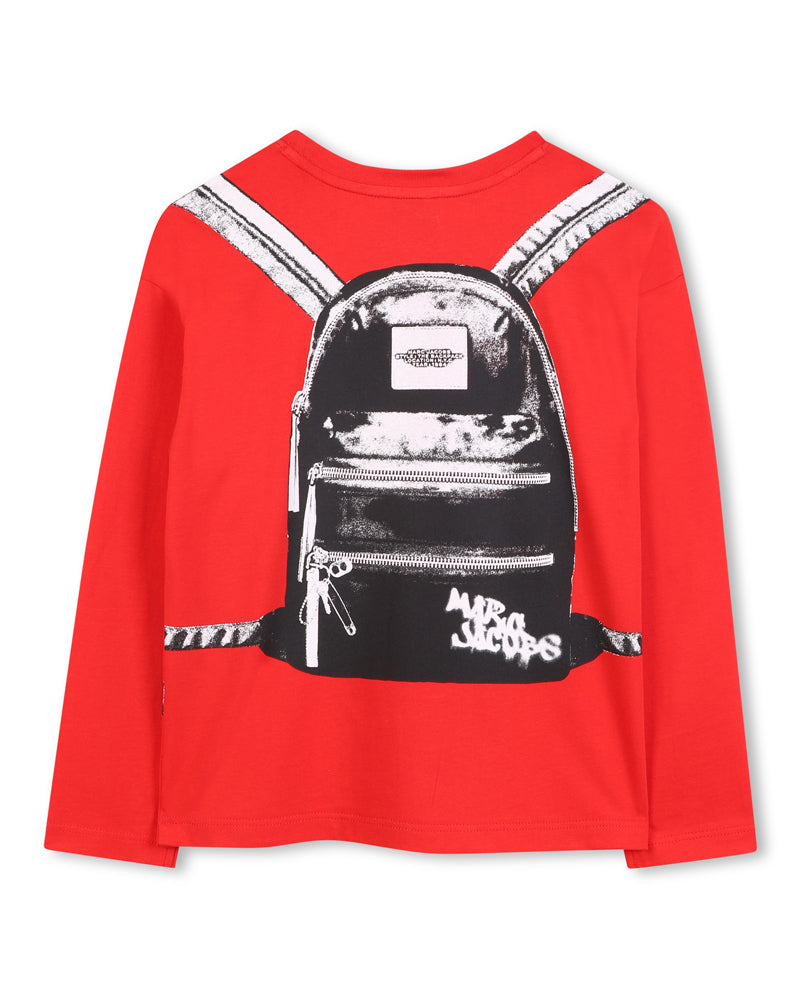 Boys Red Graphic Backpack Top