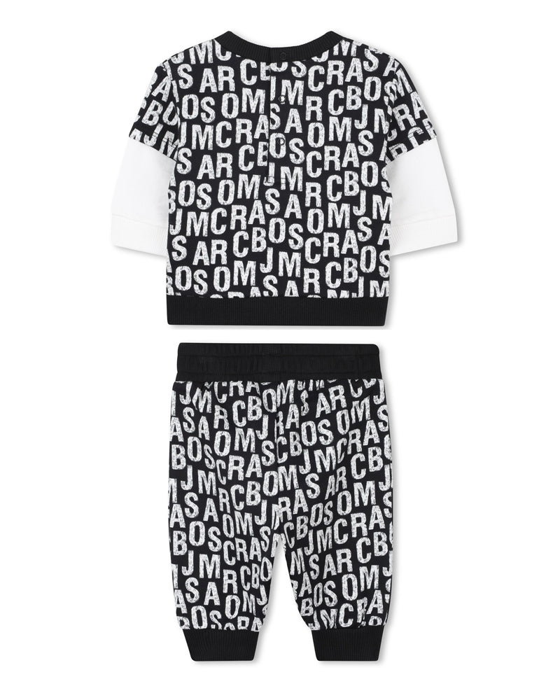 Baby Boys Black Printed Tracksuit