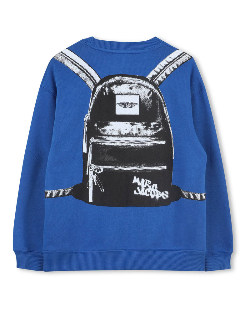 Boys Blue Graphic Backpack Sweatshirt